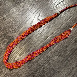 Colorful orange and pink Braided Beaded Necklace nwot